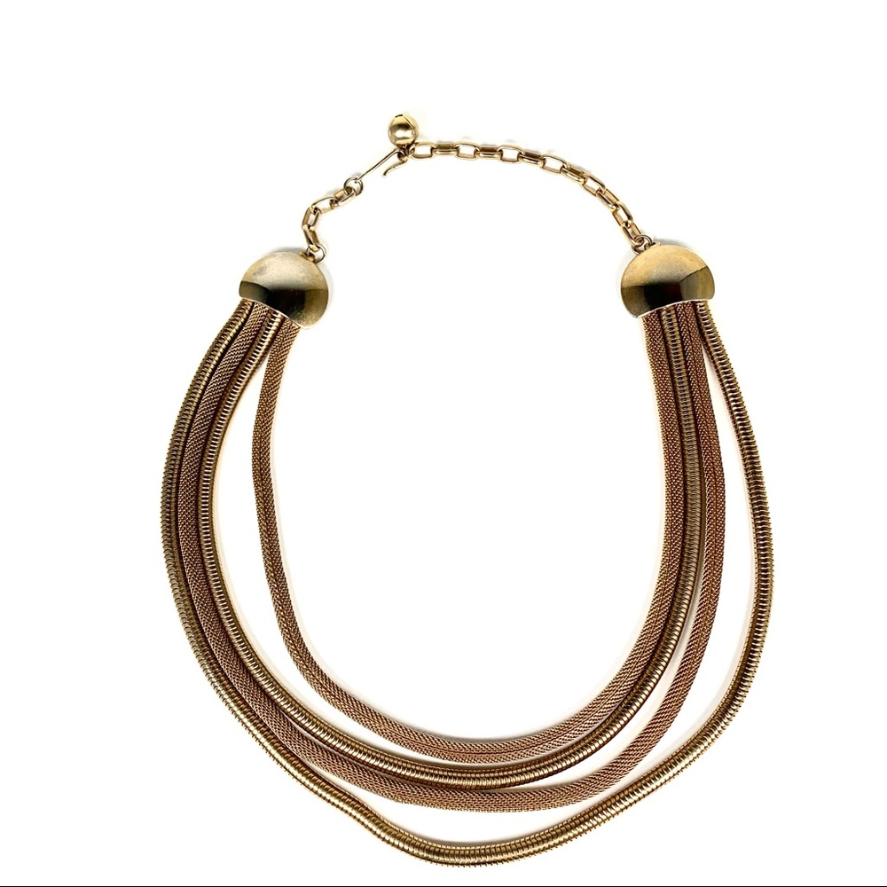 Multi-strand gold tone choker necklace